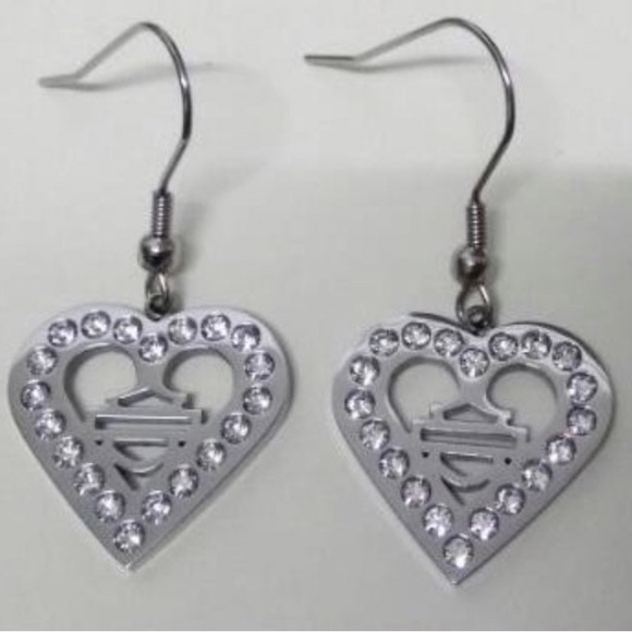 Harley-Davidson Jewelry - NEW !🔥Heart HD Rhinestone Earrings